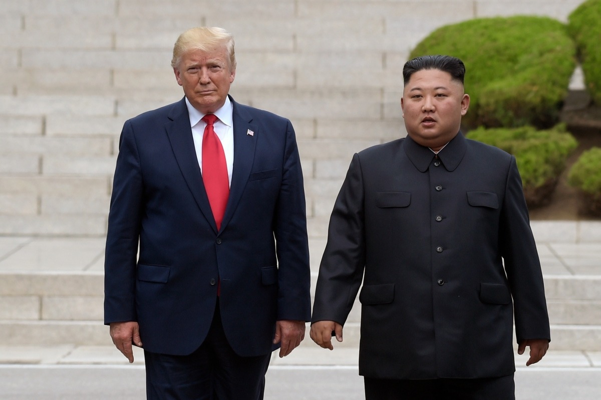 지난 2019년 6월 30일 도널드 트럼프 미국 대통령과 김정은 북한 국무위원장이 판문점에서 만났다./사진=AP
